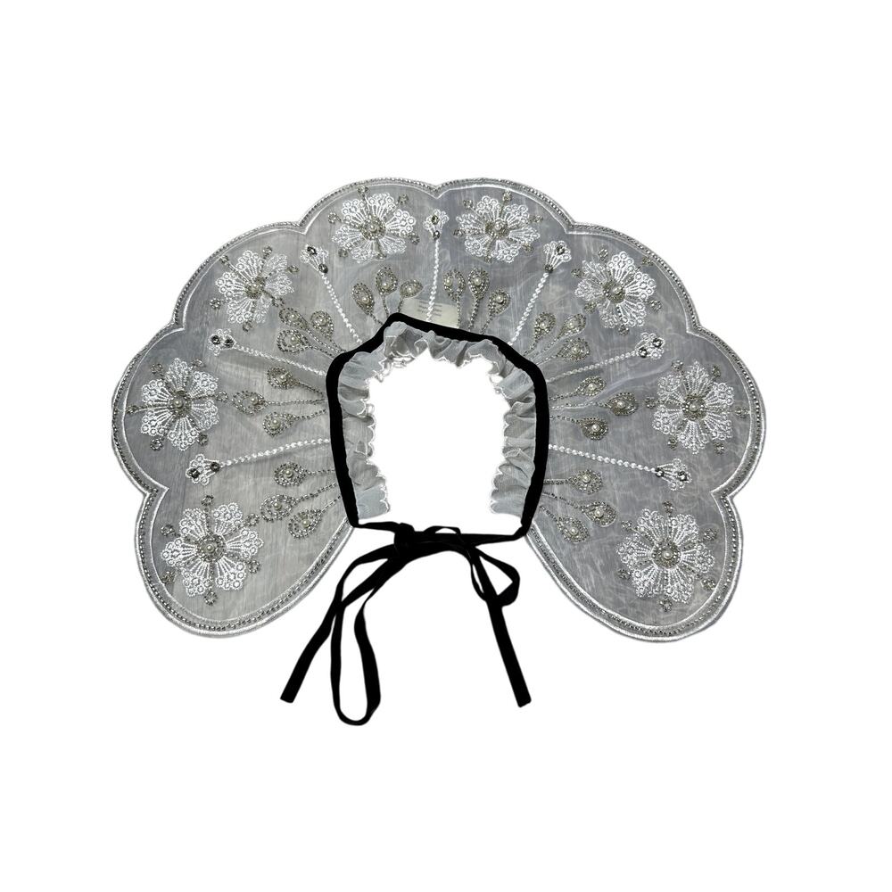 Lulla Collection Scallop Trim Pearl Bead Rhinestone Embellished Collar